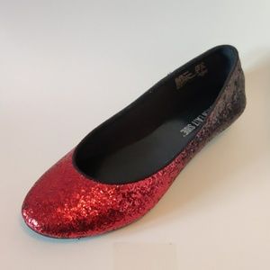 Red and black sparkly Lower East Side flats (6 1/2